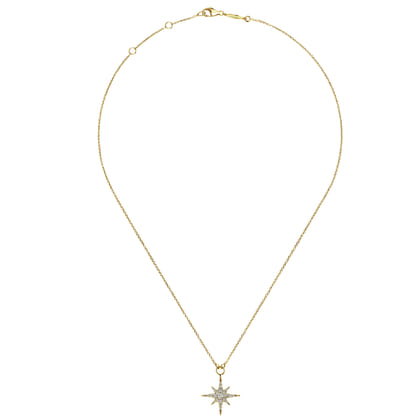 Pendant Necklace Starburst 14K Yellow Gold Diamond 0.25ct