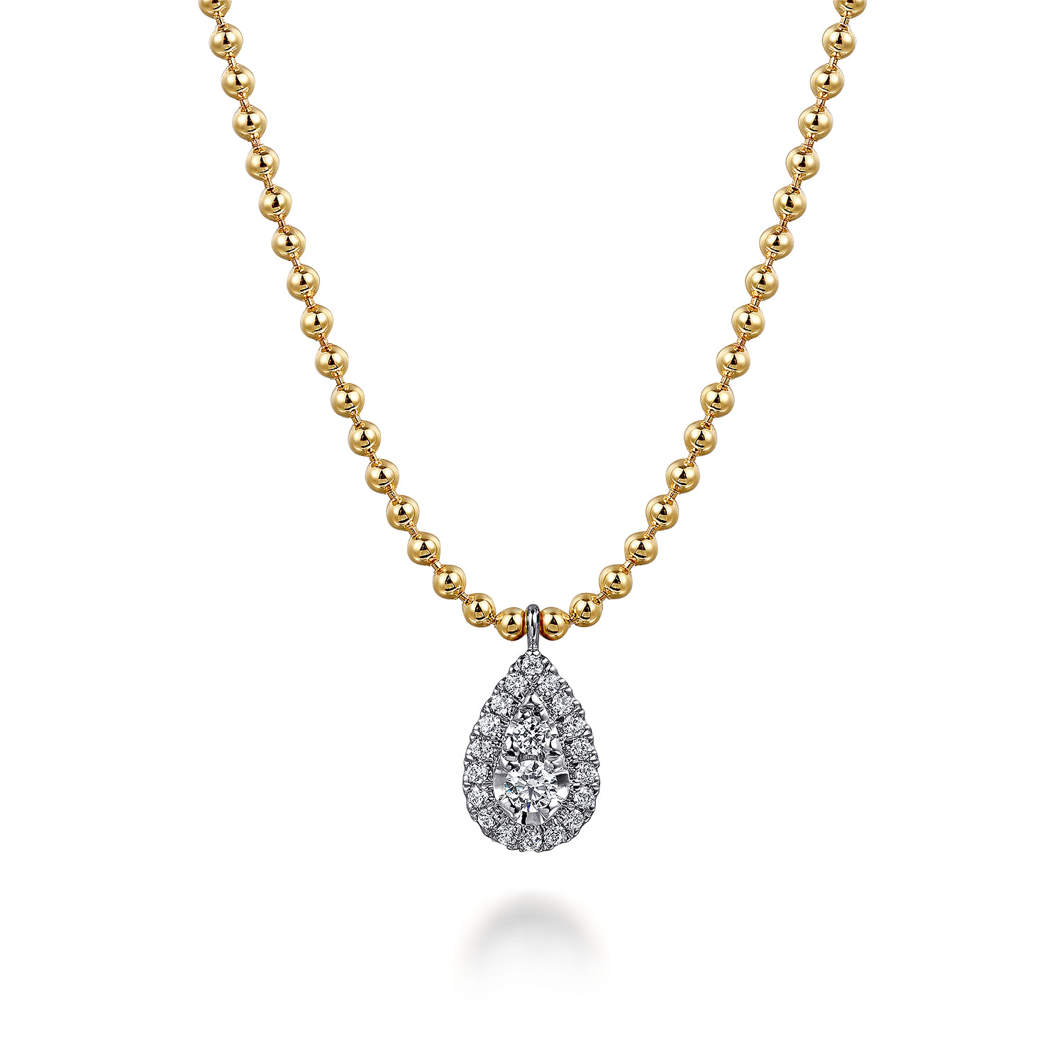 Pendant Necklace Teardrop 14K White and Yellow Gold Diamond 0.25ct Bujukan - 0.25 ct - Shot 1