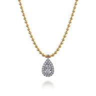 Pendant Necklace Teardrop 14K White and Yellow Gold Diamond 0.25ct Bujukan