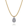 Pendant Necklace Teardrop 14K White and Yellow Gold Diamond 0.25ct Bujukan - 0.25 ct