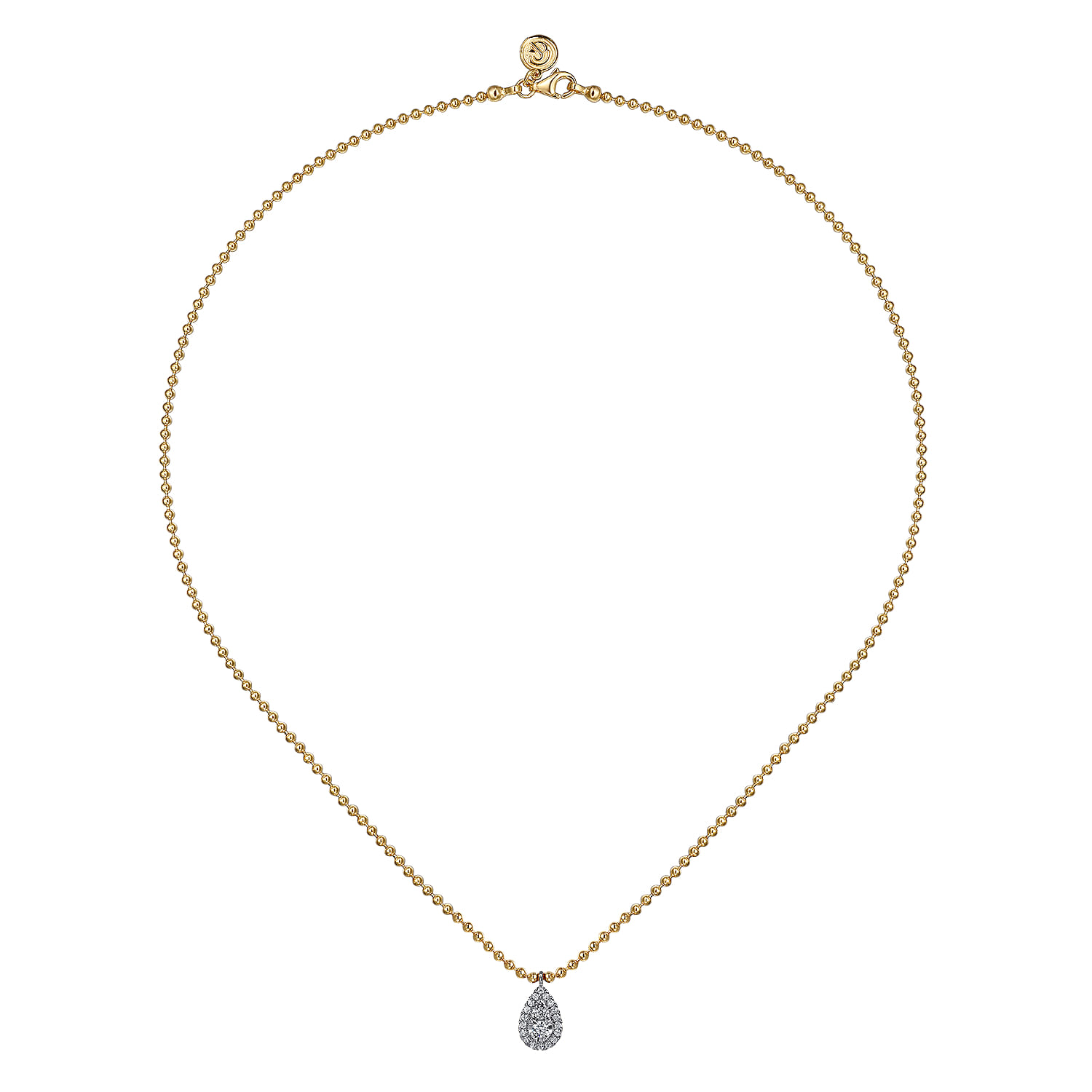 Pendant Necklace Teardrop 14K White and Yellow Gold Diamond 0.25ct Bujukan - 0.25 ct - Shot 2