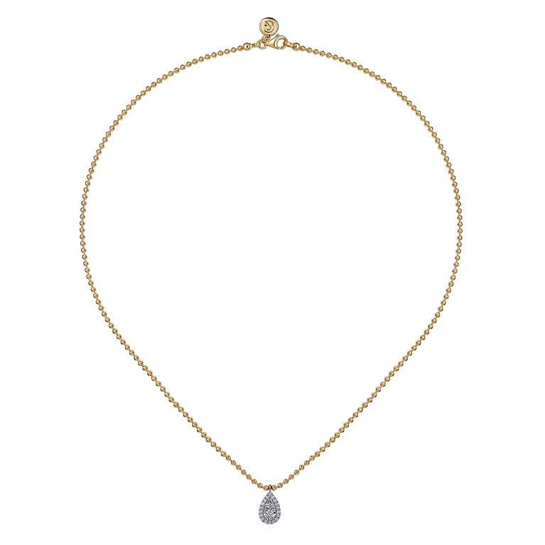 Pendant Necklace Teardrop 14K White and Yellow Gold Diamond 0.25ct Bujukan - 0.25 ct - Shot 2
