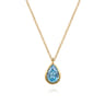 Pendant Necklace Teardrop 14K Yellow Gold Blue Topaz
