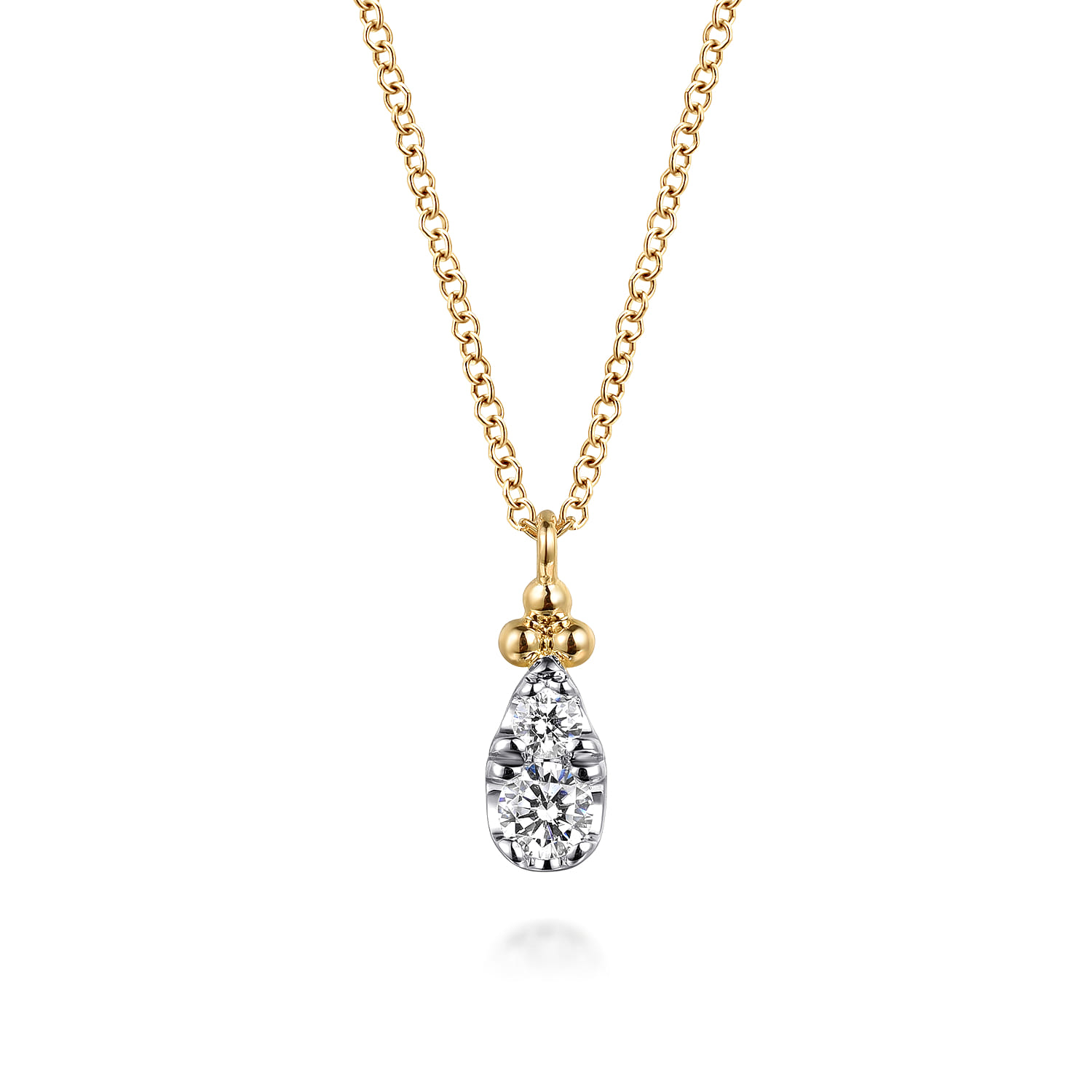 Pendant Necklace Teardrop 14K Yellow Gold Diamond 0.25ct Bujukan - 0.25 ct - Shot 1