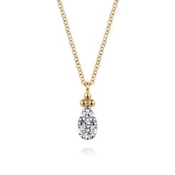 Pendant Necklace Teardrop 14K Yellow Gold Diamond 0.25ct Bujukan