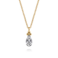 Pendant Necklace Teardrop 14K Yellow Gold Diamond 0.25ct Bujukan