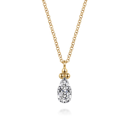 Pendant Necklace Teardrop 14K Yellow Gold Diamond 0.25ct Bujukan