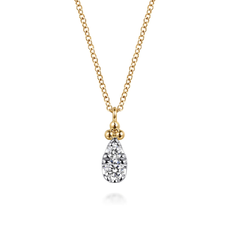 Pendant Necklace Teardrop 14K Yellow Gold Diamond 0.25ct Bujukan - 0.25 ct - Shot 1