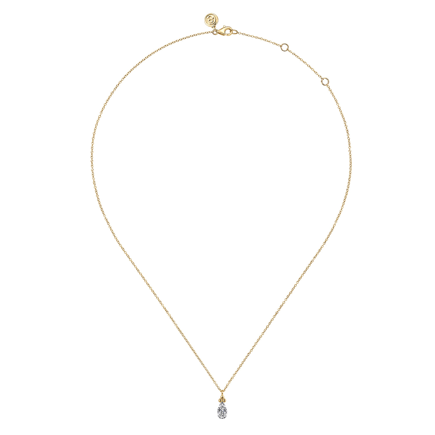 Pendant Necklace Teardrop 14K Yellow Gold Diamond 0.25ct Bujukan - 0.25 ct - Shot 2