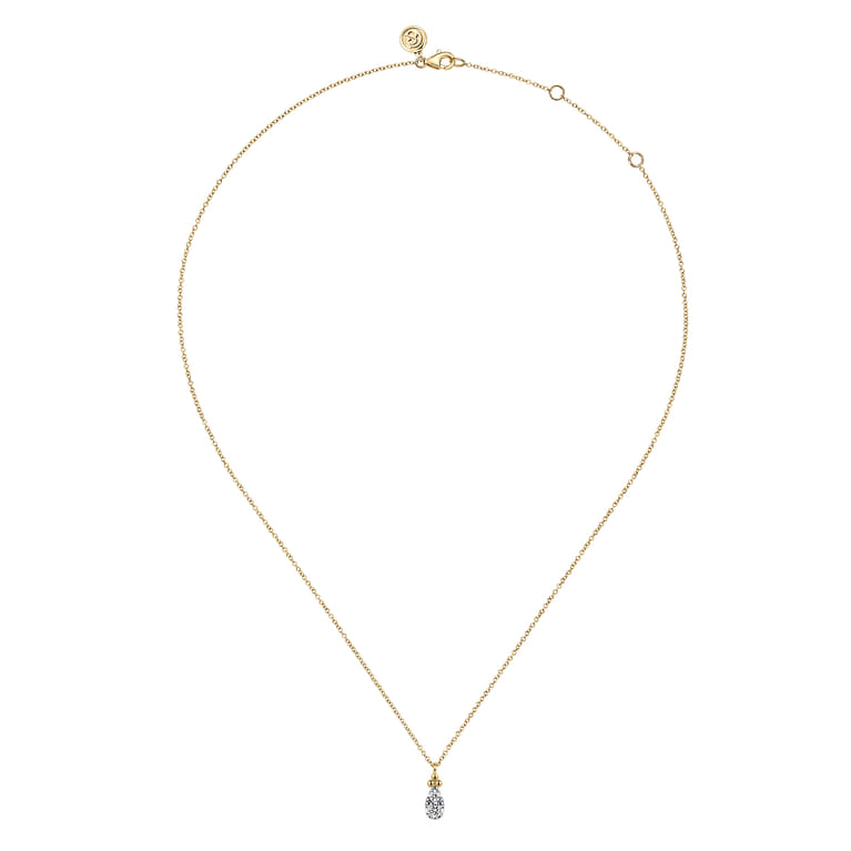 Pendant Necklace Teardrop 14K Yellow Gold Diamond 0.25ct Bujukan - 0.25 ct - Shot 2