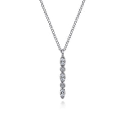 Pendant Necklace Vertical 14K White Gold Diamond 0.07ct