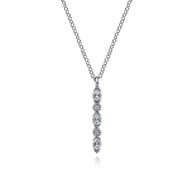 Pendant Necklace Vertical 14K White Gold Diamond 0.07ct