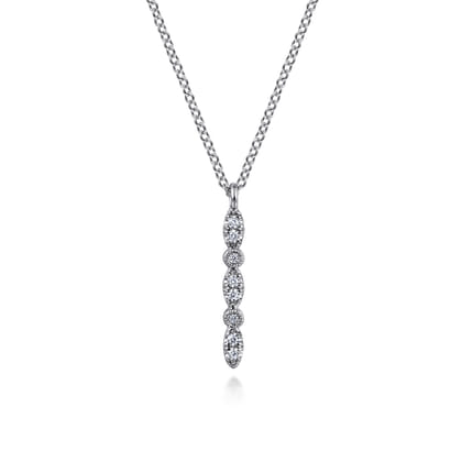 Pendant Necklace Vertical 14K White Gold Diamond 0.07ct