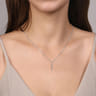 Pendant Necklace Vertical 14K White Gold Diamond 0.07ct - 0.07 ct