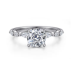 Perry - 14K White Gold Cushion Cut Diamond Engagement Ring