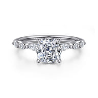 Perry - 14K White Gold Cushion Cut Diamond Engagement Ring