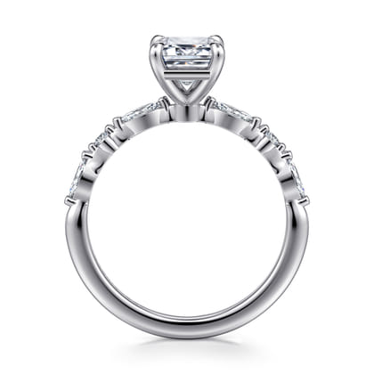 Perry - 14K White Gold Emerald Cut Diamond Engagement Ring