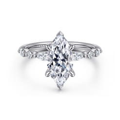 Perry - 14K White Gold Marquise Shape Diamond Engagement Ring