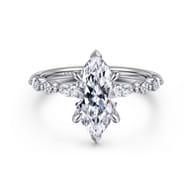 Perry - 14K White Gold Marquise Shape Diamond Engagement Ring