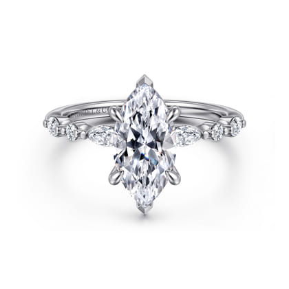 Perry - 14K White Gold Marquise Shape Diamond Engagement Ring