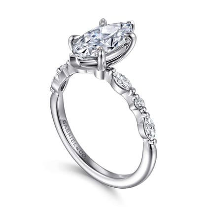 Perry - 14K White Gold Marquise Shape Diamond Engagement Ring