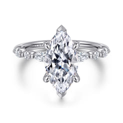 Perry - 14K White Gold Marquise Shape Diamond Engagement Ring