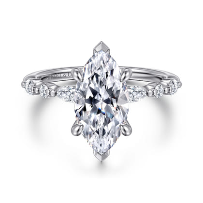 Perry - 14K White Gold Marquise Shape Diamond Engagement Ring