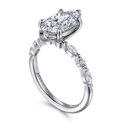 Perry - 14K White Gold Marquise Shape Diamond Engagement Ring
