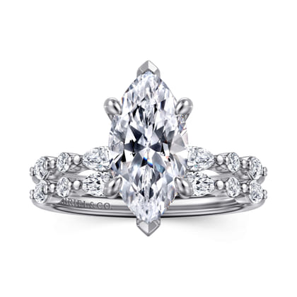 Perry - 14K White Gold Marquise Shape Diamond Engagement Ring