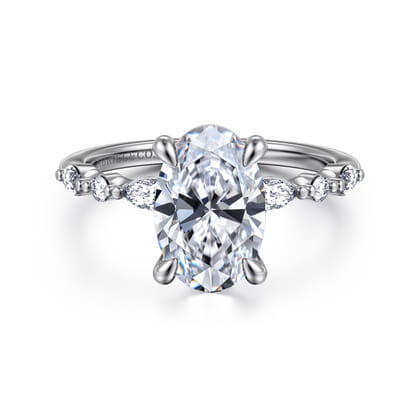 Perry - 14K White Gold Oval Diamond Engagement Ring