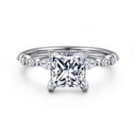 Perry - 14K White Gold Princess Cut Diamond Engagement Ring