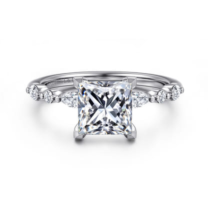 Perry - 14K White Gold Princess Cut Diamond Engagement Ring