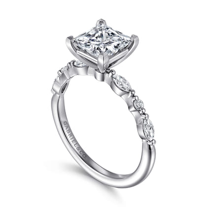 Perry - 14K White Gold Princess Cut Diamond Engagement Ring