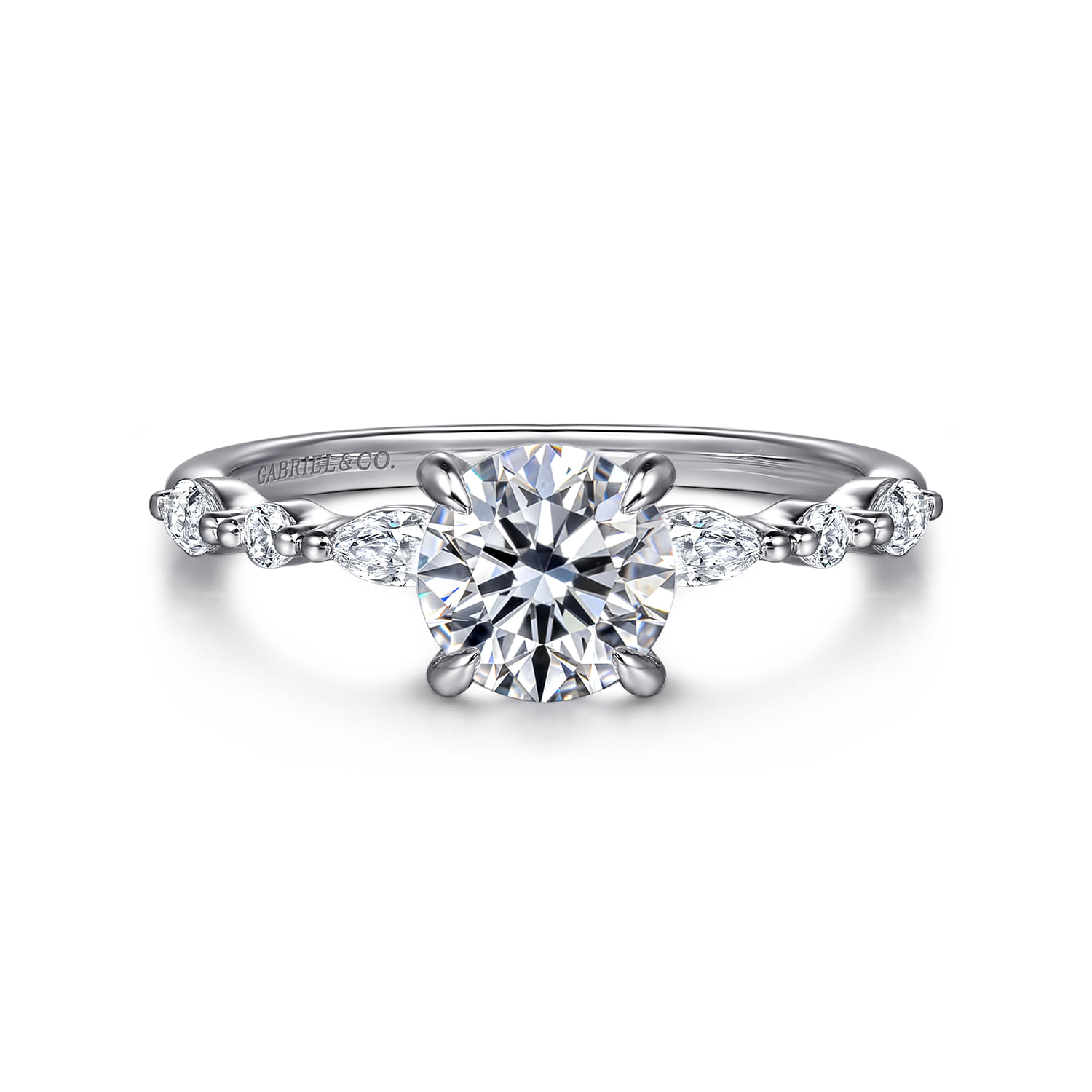 Perry - 14K White Gold Round Diamond Engagement Ring