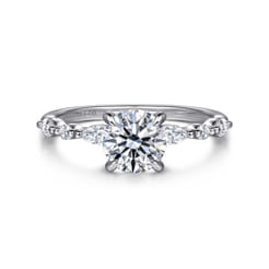 Perry - 14K White Gold Round Diamond Engagement Ring