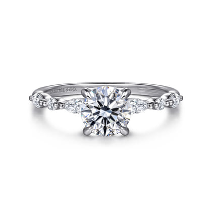 Perry - 14K White Gold Round Diamond Engagement Ring