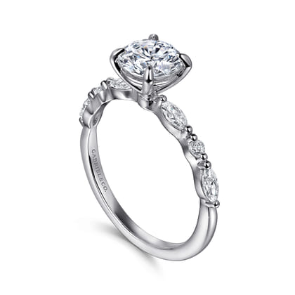 Perry - 14K White Gold Round Diamond Engagement Ring