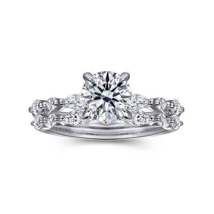 Perry - 14K White Gold Round Diamond Engagement Ring