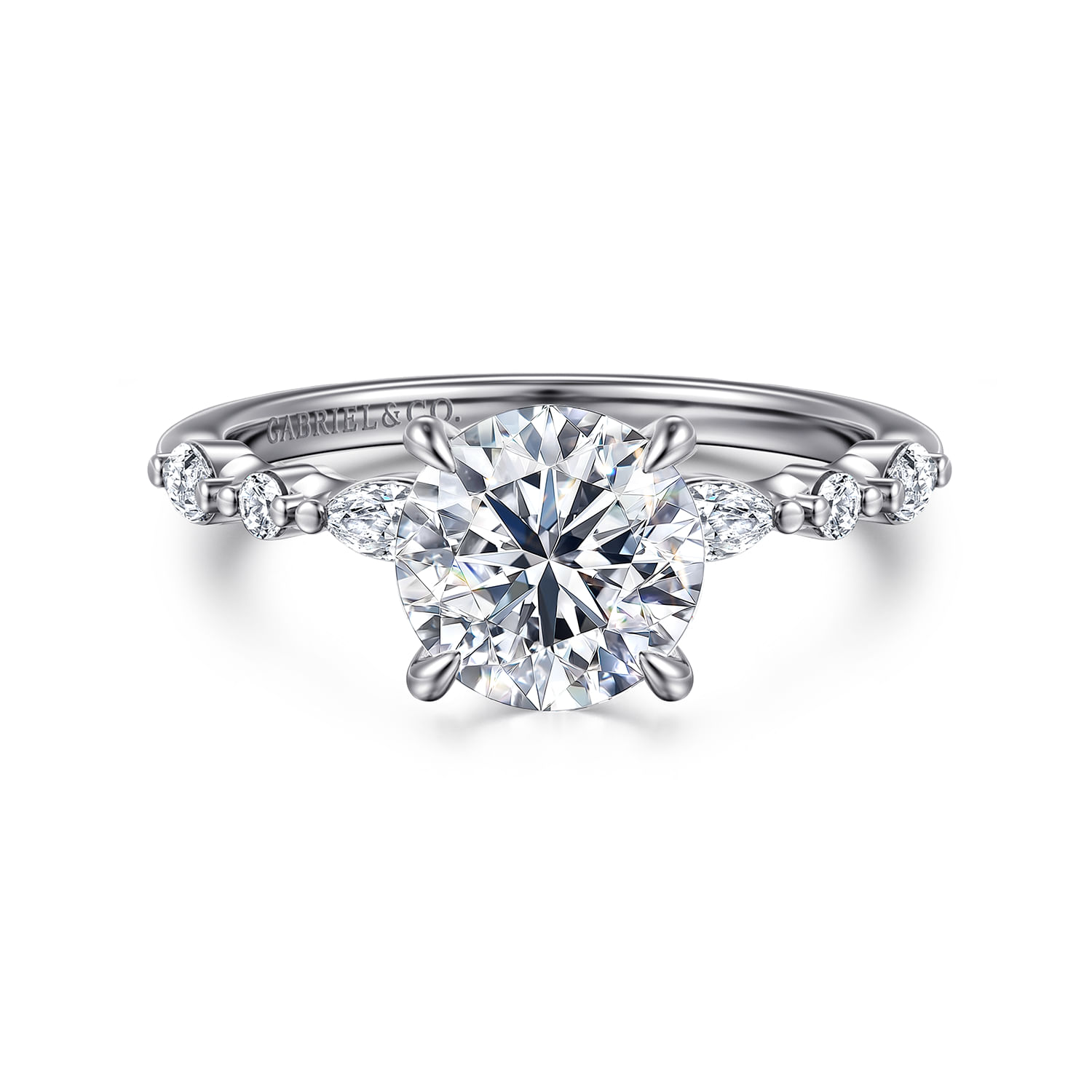Perry - 14K White Gold Round Diamond Engagement Ring