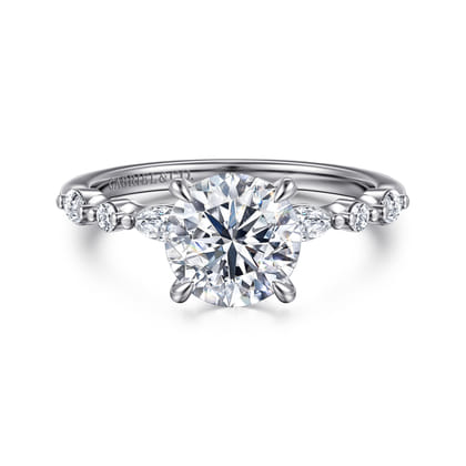 Perry - 14K White Gold Round Diamond Engagement Ring
