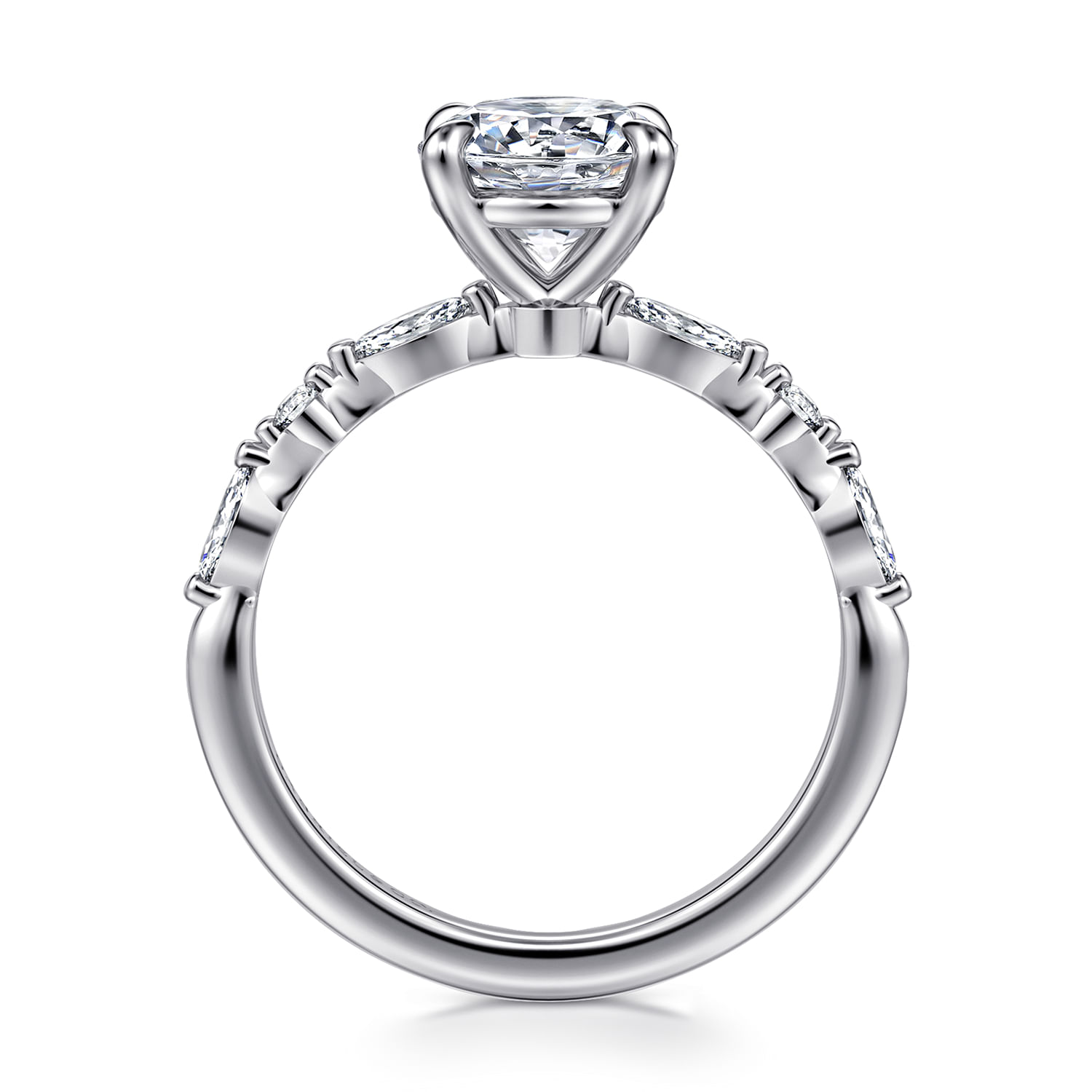Perry - 14K White Gold Round Diamond Engagement Ring