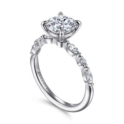 Perry - 14K White Gold Round Diamond Engagement Ring