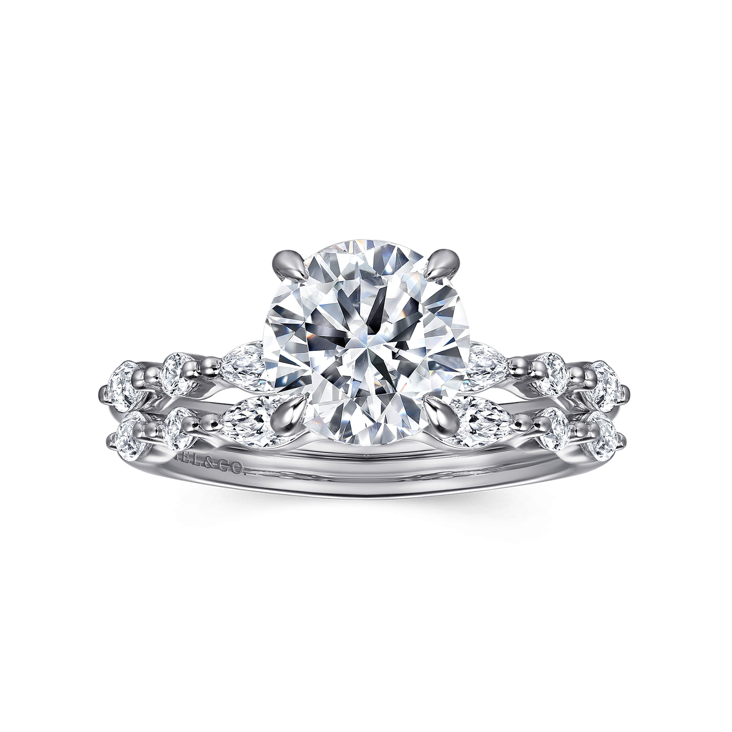 Perry - 14K White Gold Round Diamond Engagement Ring