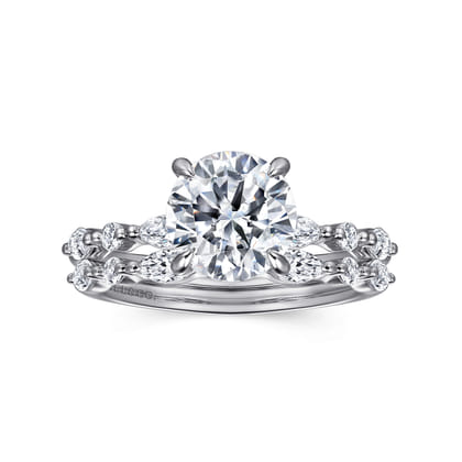 Perry - 14K White Gold Round Diamond Engagement Ring