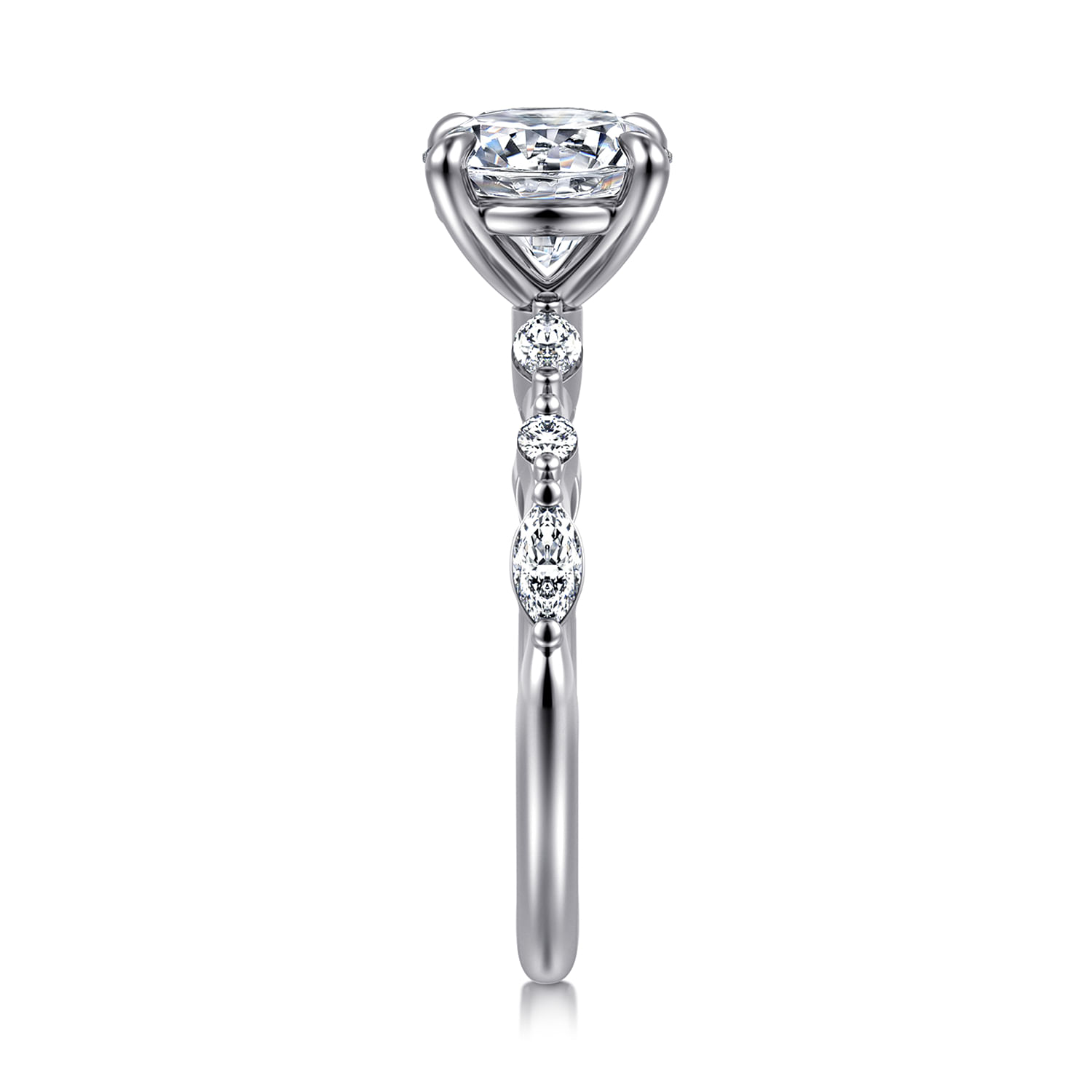Perry - 14K White Gold Round Diamond Engagement Ring
