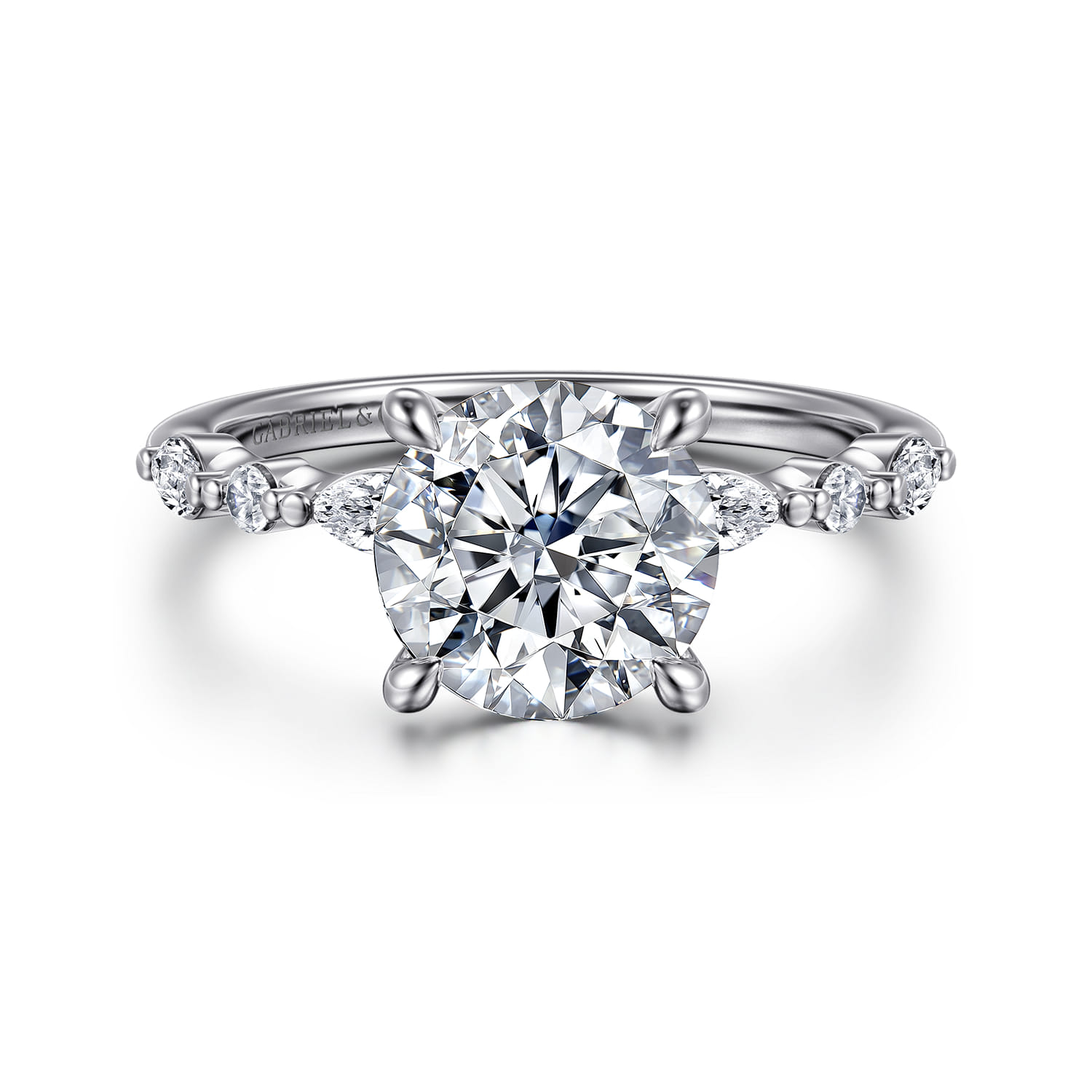 Perry - 14K White Gold Round Diamond Engagement Ring