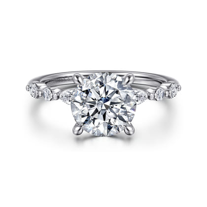 Perry - 14K White Gold Round Diamond Engagement Ring