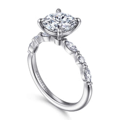 Perry - 14K White Gold Round Diamond Engagement Ring
