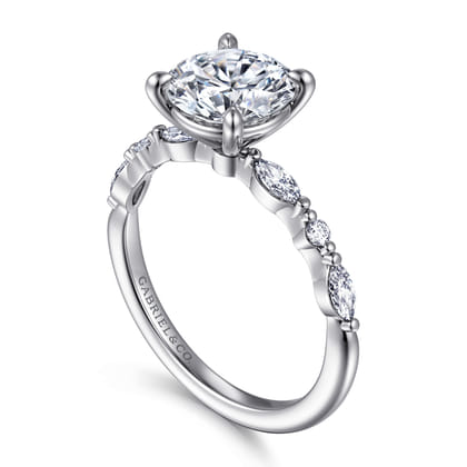 Perry - 14K White Gold Round Diamond Engagement Ring