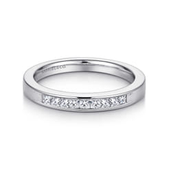 Perugia - 14K White Gold Princess Cut 9 Stone Channel Set Diamond Wedding Band